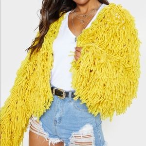 Pretty Little Thing Mustard Knit Shaggy Cardigan